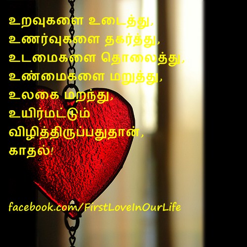 Explanation Of Love In Tamil<strong>(Image Download)</strong>


Uravugalai Udaithu Unarvugalai Thagarthu Udaimagai Tholaithu Unmaigalai Maruthu  Ulagai Maranthu Uyir Matum Vizhithirupathu Than Kathal 