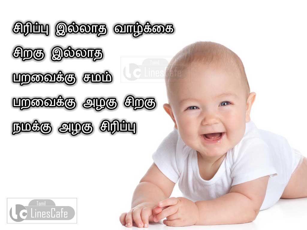 Beautiful Tamil Quotes About Smile With Cute Baby ImageSiripu Illatha Valakai Siraku Illatha Paravaiku Samam Paravaikku Alagu Siraku Namakku Alagu Siripu