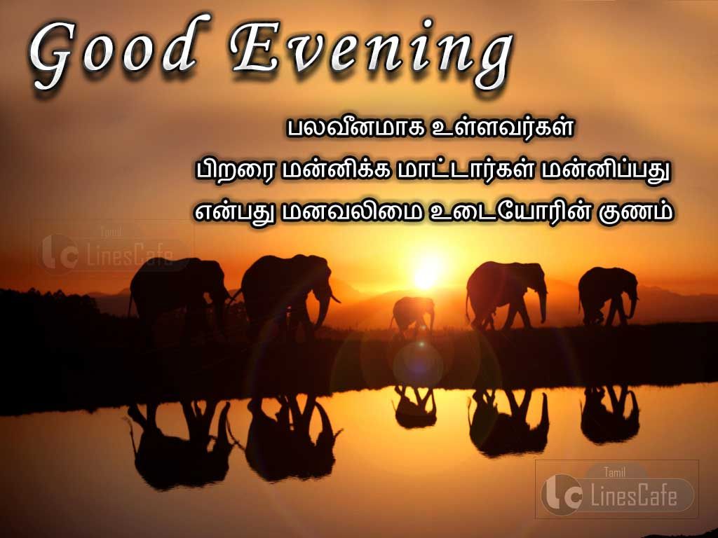 Cute Good Evening Wishes Image With Quotes In TamilPalaveenamaga Ullavargal Pirarai Mannikka Maattaargal Mannippathu Enbathu Manavalimai Udaiyorin Gunam