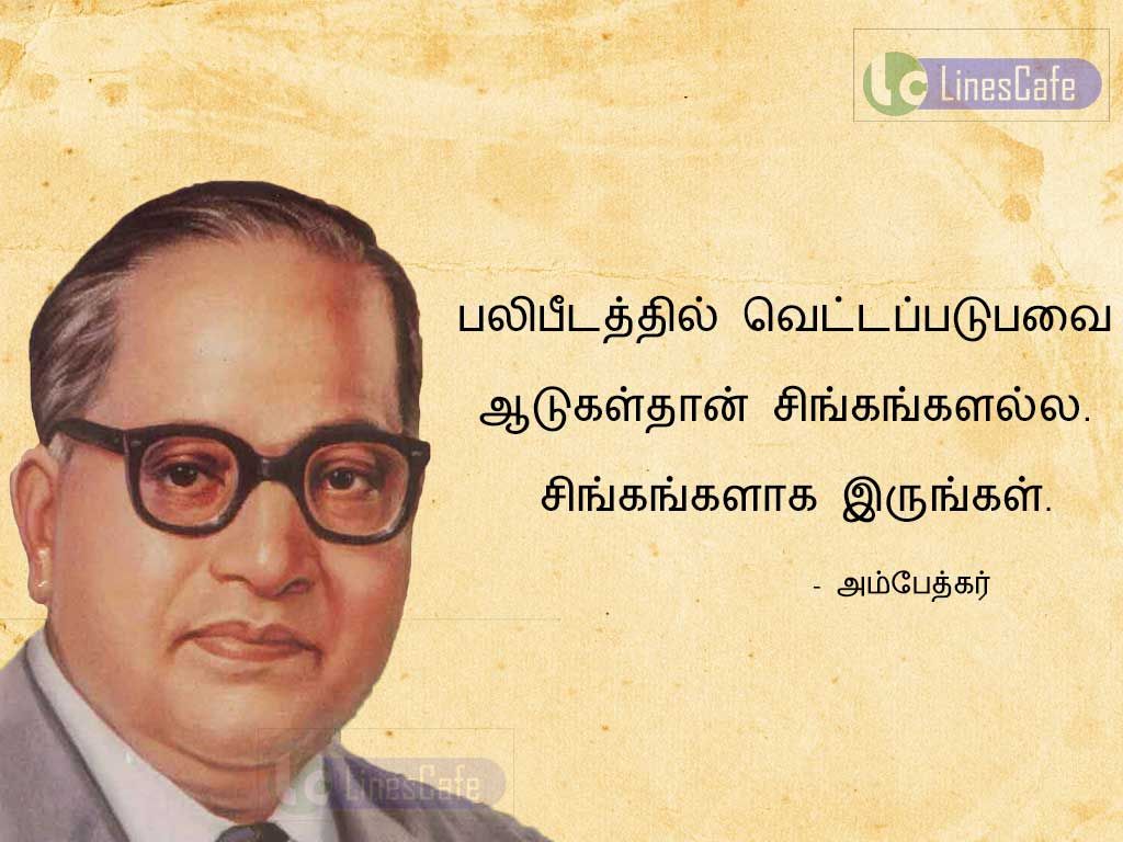 Ambedkar Tamil Inspiring Quotes For Lifepalipitathil vedapatupavai adukalthan singankalala singankallaga erungal