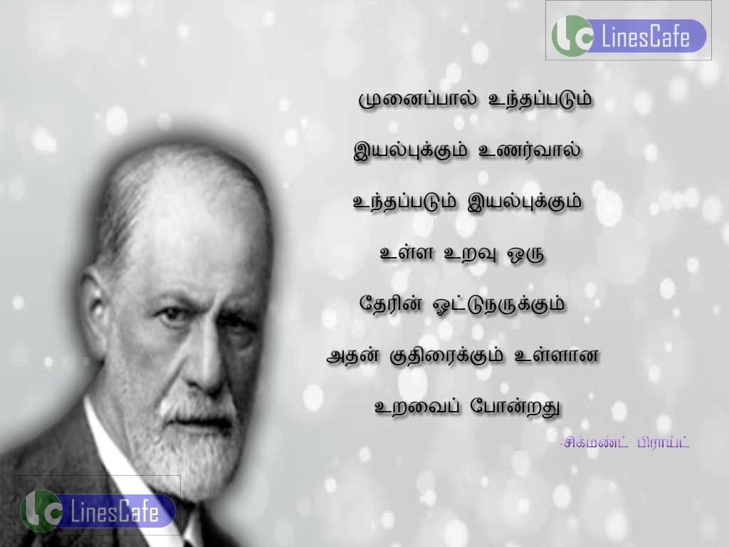Sigmund Freud Tamil Quotes About Lovemunaipal unthapadum eyalpukum unarival unthapadum eyalpugum ulla uravu oru therin odunarkum athan kuthiraikum ullana uravai ponrathu.